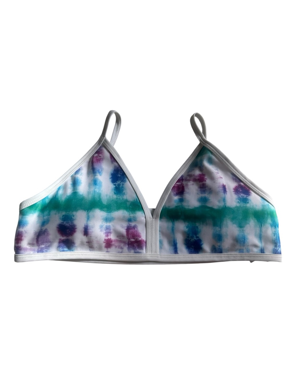 DSG Girls XL Bound Bikini Top NWT Tide Dye Multi Blue Purple Teal Swim
